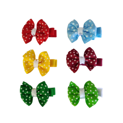 Hair accessories for girls - mini bella hair bow Non Slip Hair Bows Clips Mini Bella Hair Bow - Spotty Brights Set Set of 6
