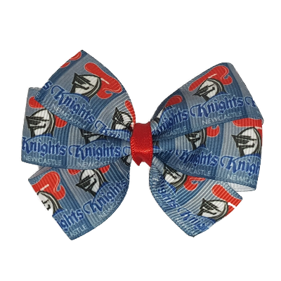 NRL Newcastle Knights Bella Hair Bow Clip Non Slip Rugby Hair Accessories Pinkberry Kisses