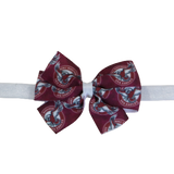 NRL Manly Sea Eagles Bella Hair Bow Soft Baby Headband Sports Hair Bow, Sports Team Accessories Pinkberry Kisses NRL