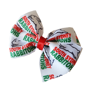 NRL South Sydney Rabbitohs Bella Hair Bow Clip Non Slip Rugby Hair Accessories Pinkberry Kisses