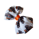 NRL West Tigers Bella Hair Bow Clip Non Slip Rugby Hair Accessories Pinkberry Kisses