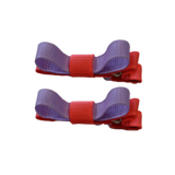 School Hair Accessories Deluxe Hair Clips Girls Hair Bow (Set of 2) Neon Orange Base & Centre Ribbon Non Slip Clip Bow Pinkberry Kisses Neon Orange Light Orchid 