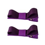 School Hair Accessories Deluxe Hair Clips Girls Hair Bow (Set of 2) Purple Base & Centre Ribbon Non Slip Clip Bow Pinkberry Kisses Purple  Plum