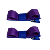 School Hair Accessories Deluxe Hair Clips 2 Colour option (Set of 2) Royal Blue Base & Centre Ribbon Non Slip Clip Bow Pinkberry Kisses Royal Blue  purple