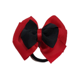 School uniform hair accessories Double Bella Bow 10cm - Red Base & Centre Ribbon Black - Pinkberry Kisses