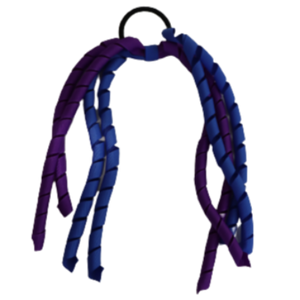 School Hair Accessories School Uniform Hair Tie Curly Ponytail Streamer - Purple Base & Top Ribbon Girls Hair Tie Pinkberry Kisses Purple Brown