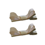 School Hair Accessories Deluxe Clippies 2 Colour option (Set of 2) Ivory Cream Base & Centre Ribbon Non Slip Clip Bow Pinkberry Kisses Ivory Cream Nude 
