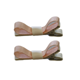 School Hair Accessories Deluxe Clippies 2 Colour option (Set of 2) Ivory Cream Base & Centre Ribbon Non Slip Clip Bow Pinkberry Kisses Ivory Cream Peach 