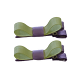 School Hair Accessories Deluxe Clippies 2 Colour option (Set of 2) Light Orchid Base & Centre Ribbon Non Slip Clip Bow Pinkberry Kisses Light Orchid Baby Maize 