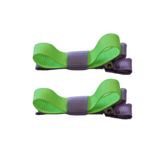 School Hair Accessories Deluxe Clippies 2 Colour option (Set of 2) Light Orchid Base & Centre Ribbon Non Slip Clip Bow Pinkberry Kisses Light Orchid Key Lime 
