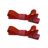 School Hair Accessories Deluxe Clippies (Set of 2) Coral Rose Base & Centre Ribbon Non Slip Hair Clip Girls Hair Bow Pinkberry Kisses Coral Rose Autumn Orange 