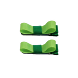 School Hair Accessories Deluxe Clippies 2 Colour option (Set of 2) Emerald Green Base & Centre Ribbon Non Slip Clip Bow Pinkberry Kisses Emerald Green Key Lime