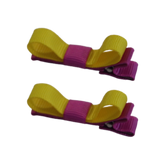 School Hair Accessories Deluxe Clippies (Set of 2) Garden Rose Base & Centre Ribbon Non Slip Hair Clip Girls Hair Bow Pinkberry Kisses Garden Rose Daffodil Yellow