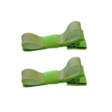School Hair Accessories Deluxe Hair Clips Girls Hair Bow (Set of 2) Key Lime Base & Centre Ribbon Non Slip Clip Bow Pinkberry Kisses Key Lime Baby Maize