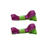 School Hair Accessories Deluxe Hair Clips Girls Hair Bow (Set of 2) Key Lime Base & Centre Ribbon Non Slip Clip Bow Pinkberry Kisses Key Lime Garden Rose 