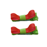 School Hair Accessories Deluxe Hair Clips Girls Hair Bow (Set of 2) Key Lime Base & Centre Ribbon Non Slip Clip Bow Pinkberry Kisses Key Lime neon Orange