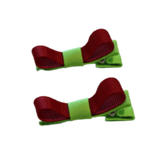School Hair Accessories Deluxe Hair Clips Girls Hair Bow (Set of 2) Key Lime Base & Centre Ribbon Non Slip Clip Bow Pinkberry Kisses Key Lime Burgundy 
