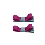 School Hair Accessories Deluxe Clippies 2 Colour option (Set of 2) Light Blue Base & Centre Ribbon Non Slip Clip Bow Pinkberry Kisses Light Blue Garden  Rose