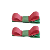 School Hair Accessories Deluxe Clippies (Set of 2) Mint Green Base & Centre Ribbon Non Slip Hair Clip Girls Hair Bow Pinkberry Kisses Mint Green Coral Rose 