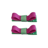 School Hair Accessories Deluxe Clippies (Set of 2) Mint Green Base & Centre Ribbon Non Slip Hair Clip Girls Hair Bow Pinkberry Kisses Mint Green Garden Rose 