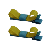 School Hair Accessories Deluxe Clippies (Set of 2) Misty Turquoise Base & Centre Ribbon Non Slip Hair Clip Girls Hair Bow Pinkberry Kisses Misty Turquoise Daffodil Yellow 