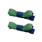 School Hair Accessories Deluxe Hair Clips 2 Colour option (Set of 2) Royal Blue Base & Centre Ribbon Non Slip Clip Bow Pinkberry Kisses Royal Blue Mint Green 