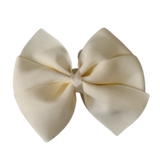 School Hair Accessories - Sweetheart Non Slip Hair Bow 11cm Toddler Teenager Large Hair Bow Pinkberry Kisses Cream Ivory 