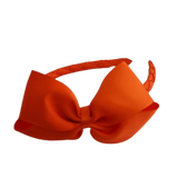 School Hair Accessories School Uniform Woven Single Colour Cherish Bow Headband - Pinkberry Kisses Autumn Orange