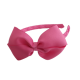 School Hair Accessories School Uniform Woven Single Colour Cherish Bow Headband - Pinkberry Kisses Hot Pink