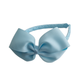 School Hair Accessories School Uniform Woven Single Colour Cherish Bow Headband - Pinkberry Kisses  Light Blue