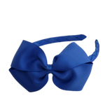 School Hair Accessories School Uniform Woven Single Colour Cherish Bow Headband - Pinkberry Kisses Royal Blue
