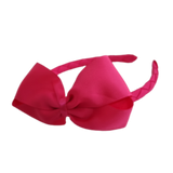 School Hair Accessories School Uniform Woven Single Colour Cherish Bow Headband - Pinkberry Kisses  shocking pink