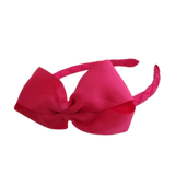 School Hair Accessories School Uniform Woven Single Colour Cherish Bow Headband - Pinkberry Kisses  Shocking Pink