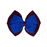 School uniform hair accessories Double Cherish Bow Non Slip Hair Clip Hair Bow Hair Tie - Burgundy Base & Centre Ribbon 11cm Burgundy Electric Blue - Pinkberry Kisses