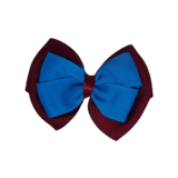 School uniform hair accessories Double Cherish Bow Non Slip Hair Clip Hair Bow Hair Tie - Burgundy Base & Centre Ribbon 11cm Burgundy Royal Blue - Pinkberry Kisses