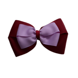 School uniform hair accessories Double Cherish Bow Non Slip Hair Clip Hair Bow Hair Tie - Burgundy Base & Centre Ribbon 11cm Burgundy Light Orchid - Pinkberry Kisses
