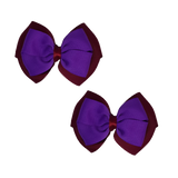 School uniform hair accessories Double Cherish Bow Non Slip Hair Clip Hair Bow Hair Tie - Burgundy Base & Centre Ribbon 11cm Burgundy Purple - Pinkberry Kisses Pair  