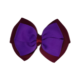School uniform hair accessories Double Cherish Bow Non Slip Hair Clip Hair Bow Hair Tie - Burgundy Base & Centre Ribbon 11cm Burgundy Purple - Pinkberry Kisses
