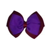 School uniform hair accessories Double Cherish Bow Non Slip Hair Clip Hair Bow Hair Tie - Burgundy Base & Centre Ribbon Burgundy Purple - Pinkberry Kisses