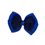 School uniform hair accessories Double Cherish Hair Bow 11cm - Royal Blue Base & Centre Ribbon Navy Blue - Pinkberry Kisses
