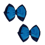 School uniform hair accessories Double Cherish Bow Non Slip Hair Clip Hair Bow Hair Tie - Navy Blue Base & Centre Ribbon 11cm Navy Blue Royal Blue - Pinkberry Kisses