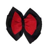 School uniform hair accessories Double Bella Bow 10cm - Black Base & Centre Ribbon Red - Pinkberry Kisses