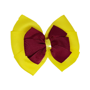 School uniform hair accessories Double Bella Hair Bow 10cm - Lemon Base & Centre Ribbon Black - Pinkberry Kisses