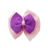 School uniform hair accessories Double Bella Hair Bow 10cm - Light Pink Base & Centre Ribbon Grape - Pinkberry Kisses