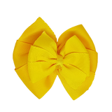 School uniform hair accessories Double Bella Hair Bow 10cm - Maize Base & Centre Ribbon Daffodil Yellow - Pinkberry Kisses