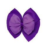 School uniform hair accessories Double Bella Bow 10cm - Purple Base & Centre Ribbon Grape - Pinkberry Kisses