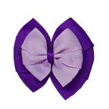 School uniform hair accessories Double Bella Bow 10cm - Purple Base & Centre Ribbon Light Purple - Pinkberry Kisses