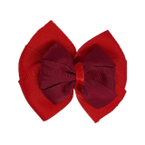 School uniform hair accessories Double Bella Bow 10cm - Red Base & Centre Ribbon Burgundy- Pinkberry Kisses