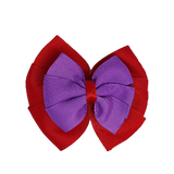 School uniform hair accessories Double Bella Bow 10cm - Red Base & Centre Ribbon Grape - Pinkberry Kisses