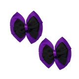 chool Hair accessories Double Bella Bow 10cm Hair Clip Pair Non Slip Hair Bows Pinkberry Kisses Purple Base & Centre Ribbon Black 
